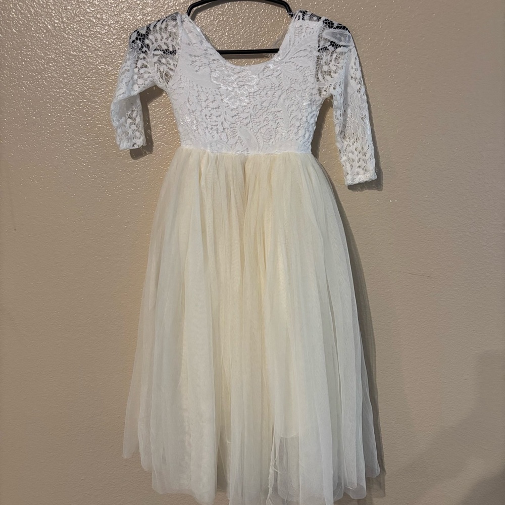 Elegant White and Cream Lace Dress